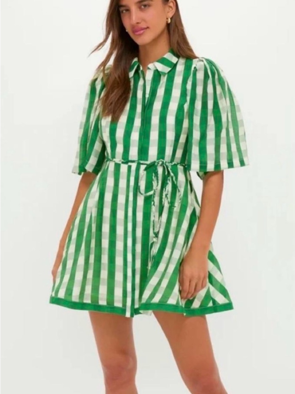Tuckernuck Hyacinth House Green Gingham Cindy Mini Dress Medium
